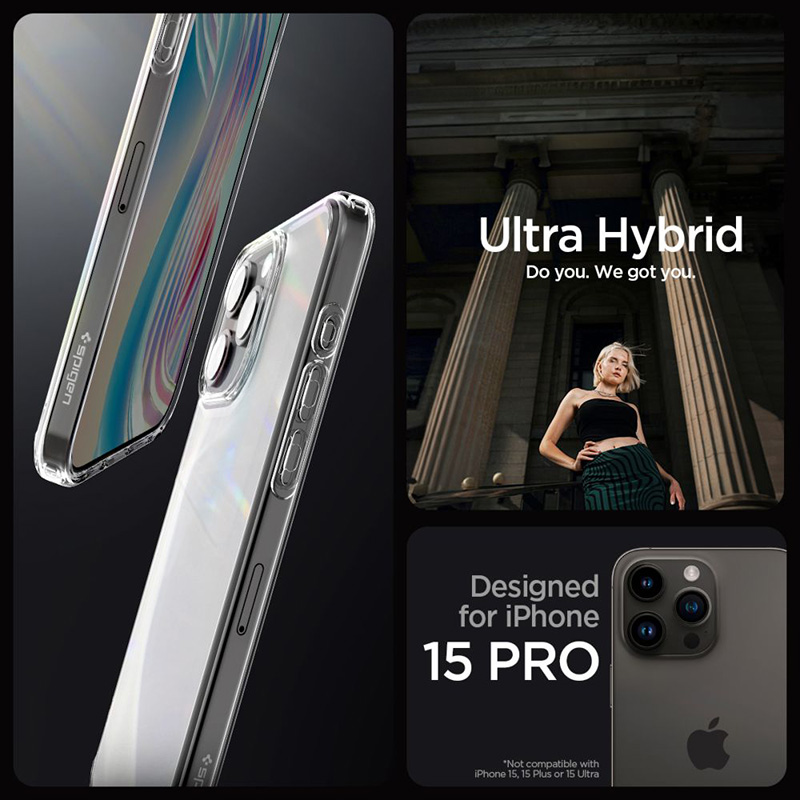 coque iphone 15 pro ultra hybrid spigen fumé