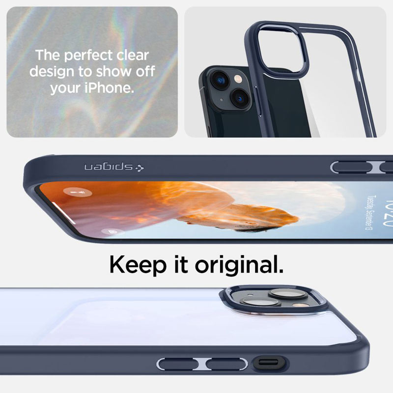 coque iphone 15 plus ultra hybrid spigen bleu marine
