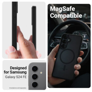coque samsung galaxy s24 fe hybrid matte magnetic crong noir