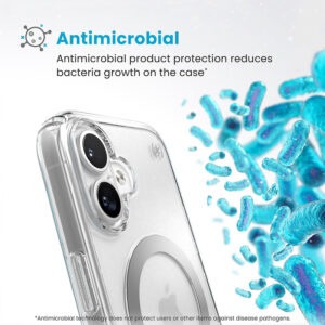 coque iphone 16 presidio perfect clear speck transparent chrome finish