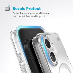coque iphone 16 presidio perfect clear speck transparent chrome finish