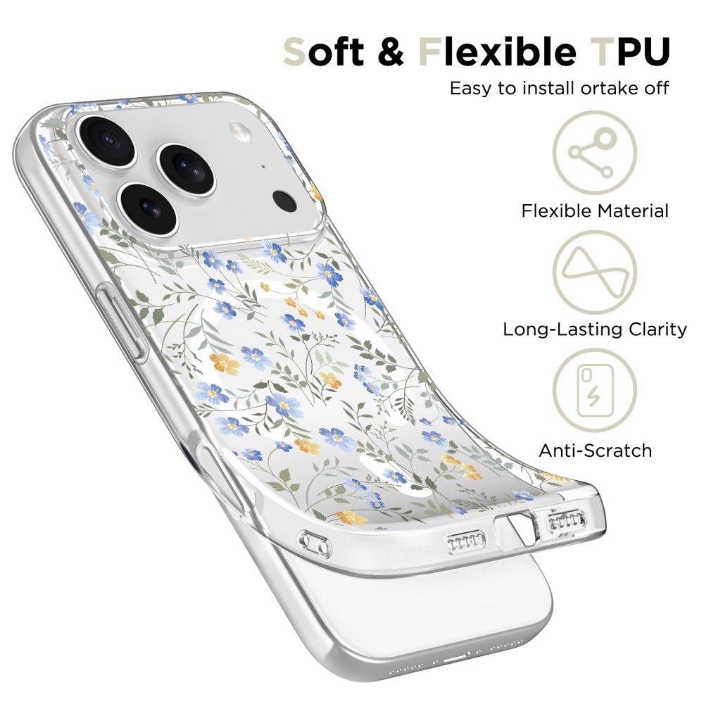 coque iphone 17 pro tech protect flexair fleurs