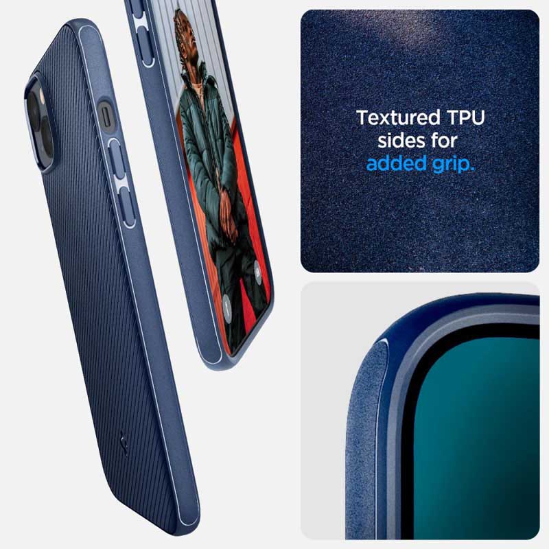 coque iphone 14 plus mag armor spigen bleu marine