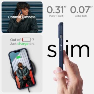 coque iphone 14 plus mag armor spigen bleu marine