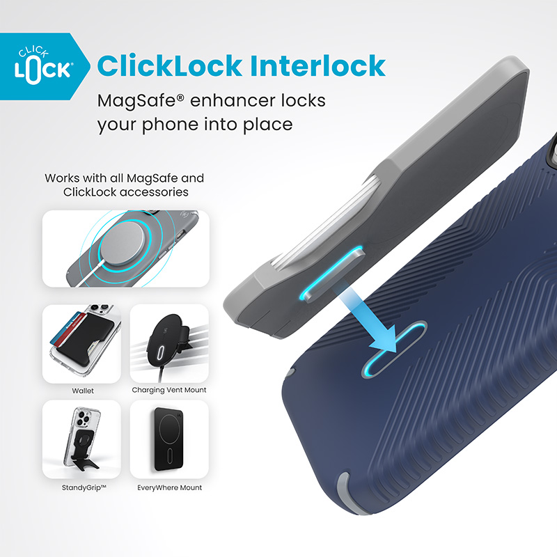 coque iphone 16 pro presidio2 grip speck bleu côtier dust gray