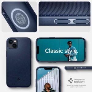 coque iphone 14 plus mag armor spigen bleu marine