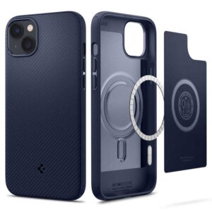 coque iphone 14 plus mag armor spigen bleu marine
