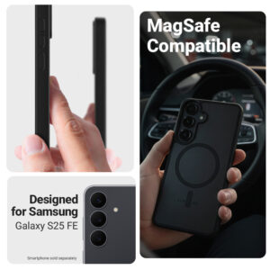 coque samsung galaxy s25 hybrid matte magnetic crong noir réf 7008