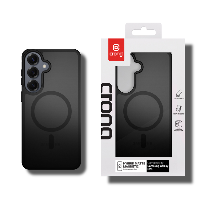 coque samsung galaxy s25 hybrid matte magnetic crong noir
