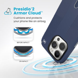 coque iphone 16 pro presidio2 grip speck bleu côtier dust gray