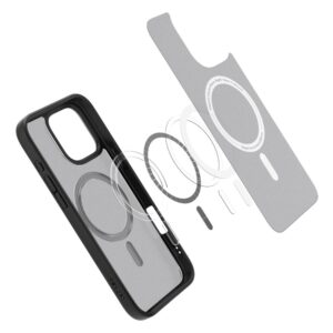 coque iphone 16 pro ultra hybrid mag spigen noir givré