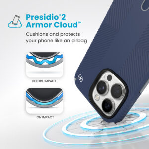 coque iphone 16 pro max presidio2 grip speck bleu côtier dust gray