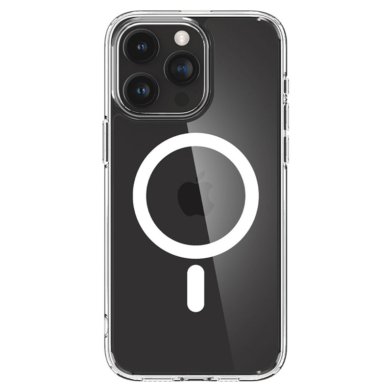 coque iphone 15 pro ultra hybrid mag spigen blanc