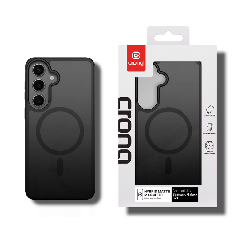 coque samsung galaxy s24 hybrid matte magnetic crong noir