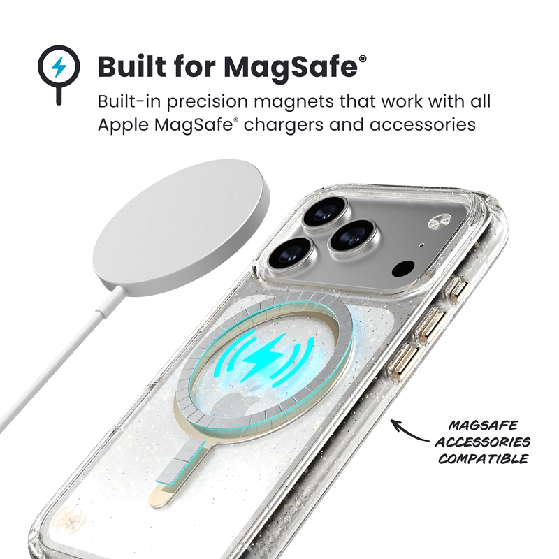 coque iphone 17 pro presidio lux speck disco gold metallic