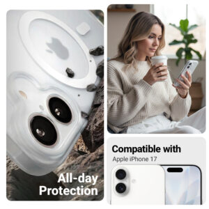 coque iphone 17 hybrid matte magnetic crong blanc