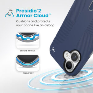 coque iphone 16 presidio2 grip speck bleu côtier dust gray