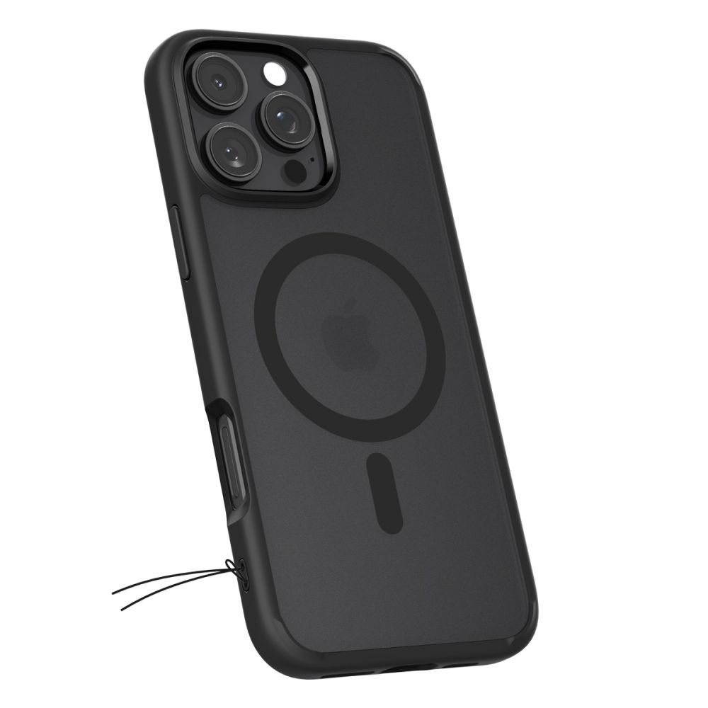coque iphone 16 pro ultra hybrid mag spigen noir givré