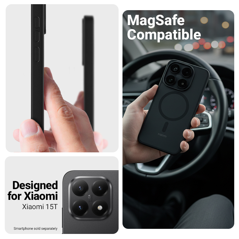 coque xiaomi 15t hybrid matte magnetic crong noir