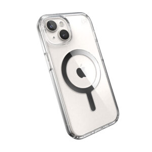 coque iphone 17e presidio perfect clear speck transparent chrome finish