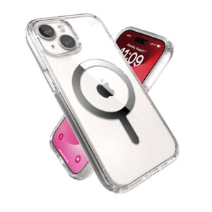 coque iphone 17e presidio perfect clear speck transparent chrome finish