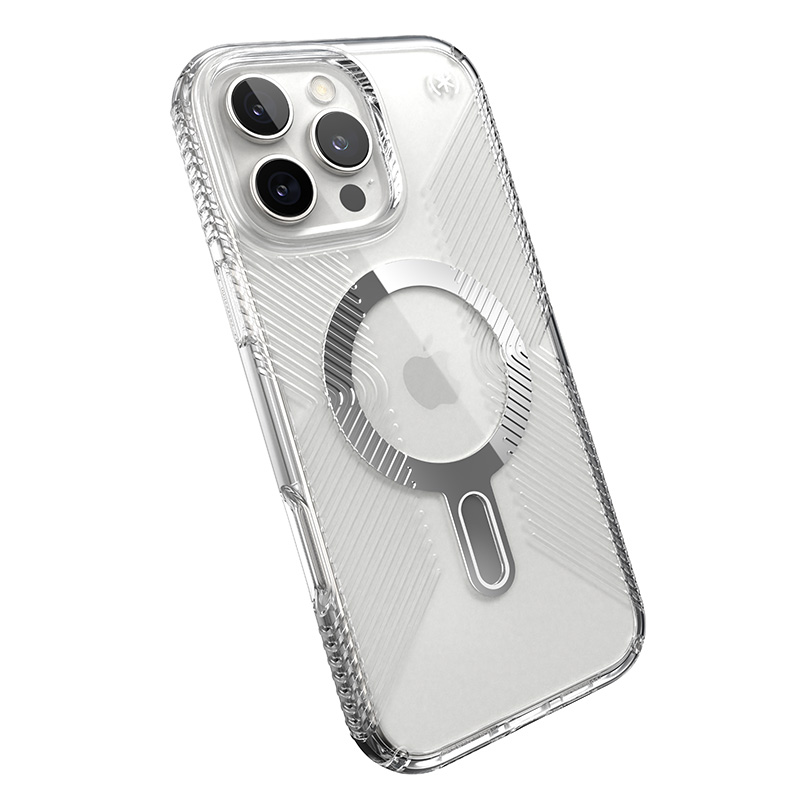 coque iphone 16 pro max presidio perfect clear speck transparent serene silver