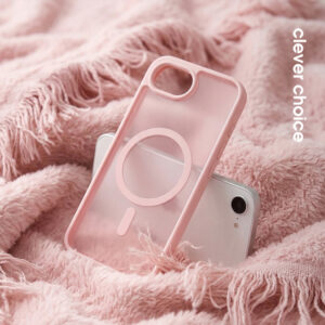 coque iphone 17e hybrid matte magnetic crong rose