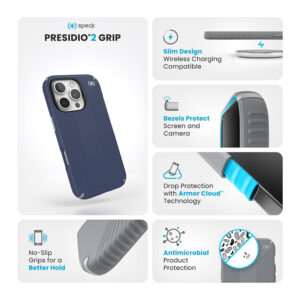 coque iphone 16 pro presidio2 grip speck bleu côtier