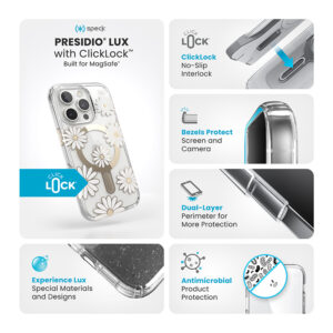 coque iphone 16 pro presidio lux speck motif fleur