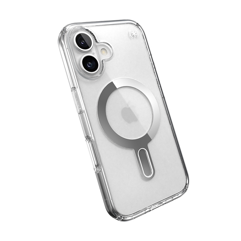coque iphone 16 presidio perfect clear speck transparent chrome finish