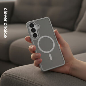 coque samsung galaxy s26 hybrid matte magnetic crong gris