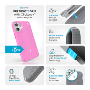 coque iphone 16 plus presidio2 grip speck rose
