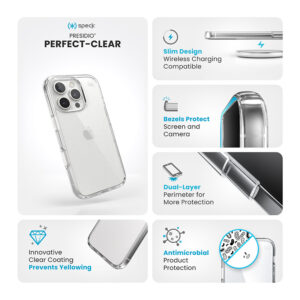 coque iphone 16 pro presidio perfect clear speck transparent