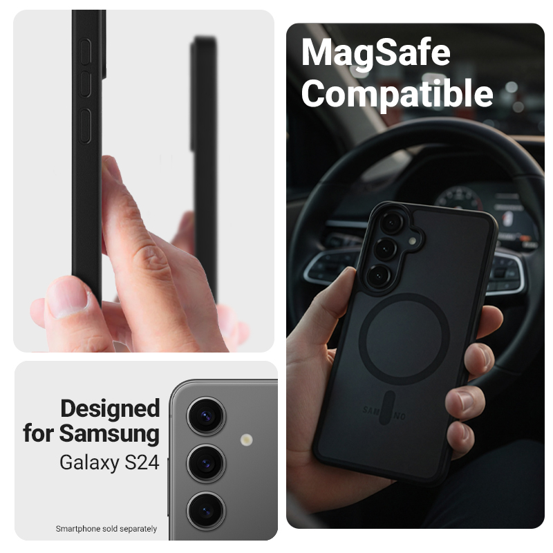 coque samsung galaxy s24 hybrid matte magnetic crong noir