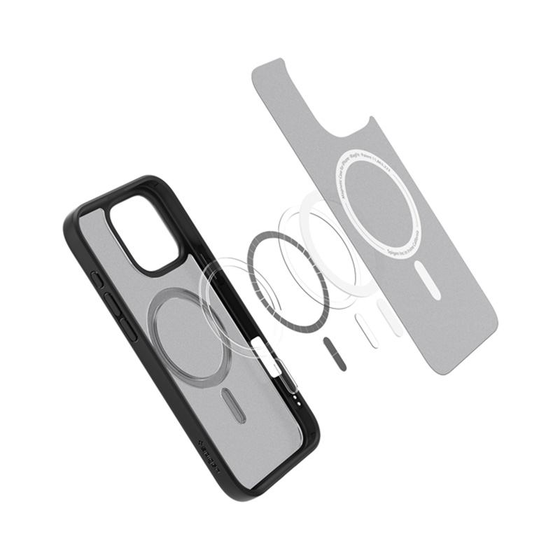 coque iphone 16 pro max ultra hybrid mag spigen noir givré