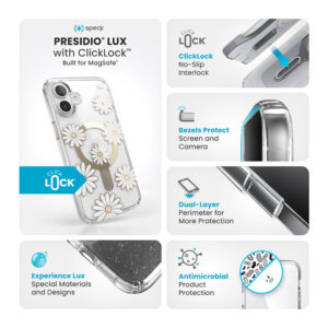 coque iphone 16 plus presidio lux speck motif fleur