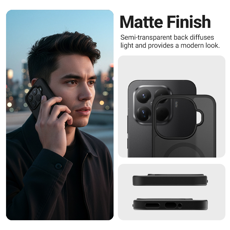 coque xiaomi 15t hybrid matte magnetic crong noir
