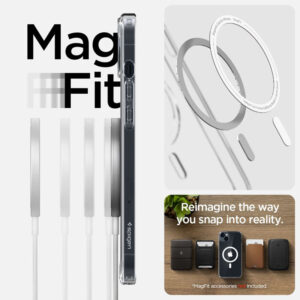 coque iphone 14 ultra hybrid mag spigen blanc