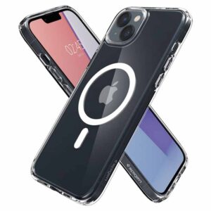 coque iphone 14 ultra hybrid mag spigen blanc