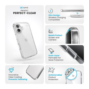 coque iphone 16 presidio perfect clear speck transparent