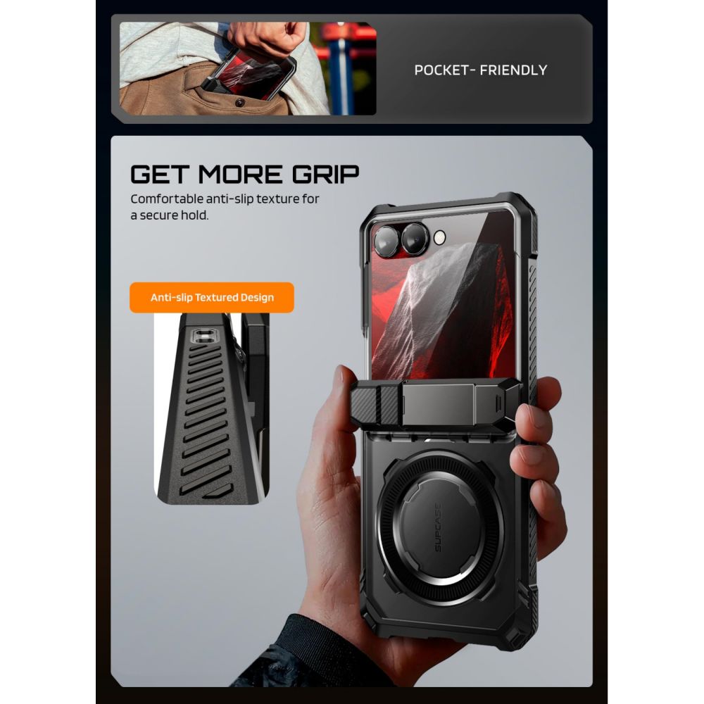 coque samsung galaxy z flip 8 ub grip mag magsafe supcase noir