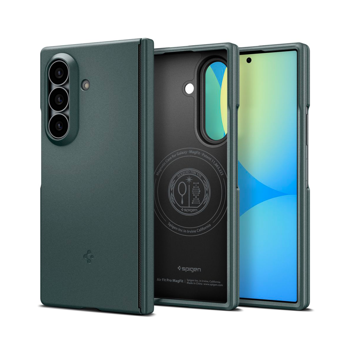 coque galaxy z fold 8 ultra spigen air fit pro magsafe verte gris