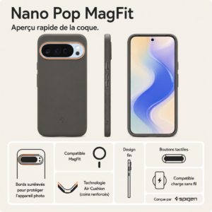 coque pixel 10 pro xl spigen nano pop magfit gris papaye