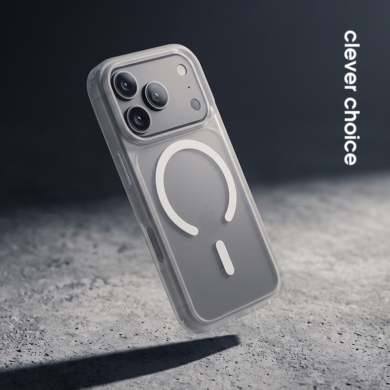coque iphone 18 pro hybrid matte magnetic crong blanc