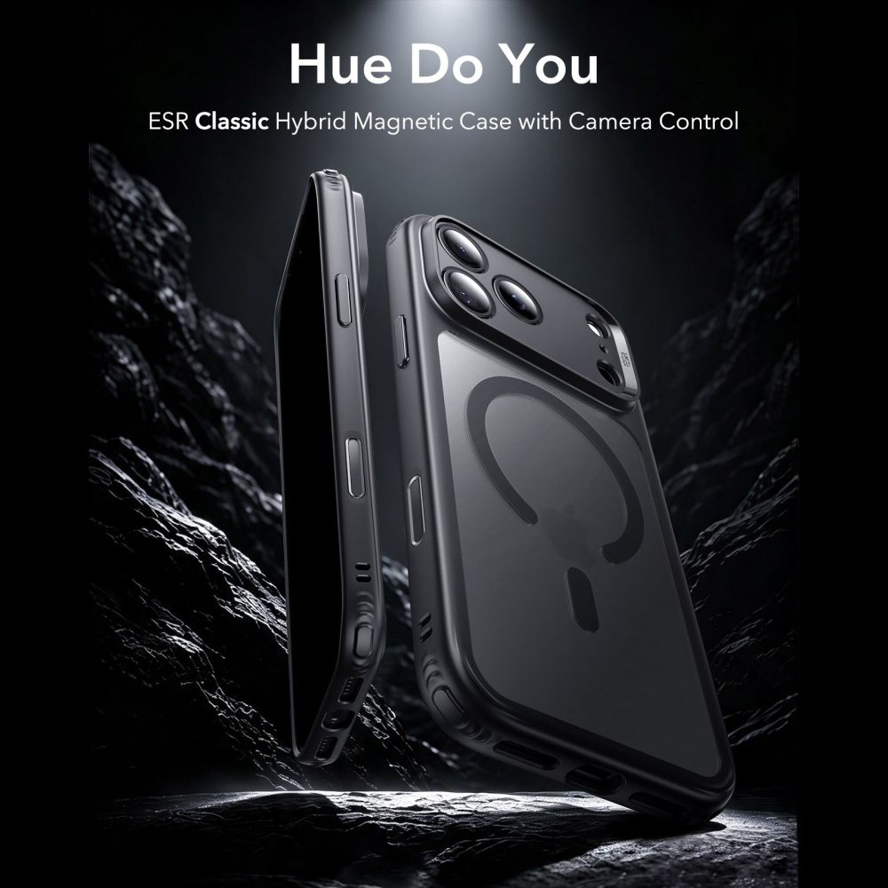 coque classic hybrid magsafe pour iphone 18 pro esr noir givré