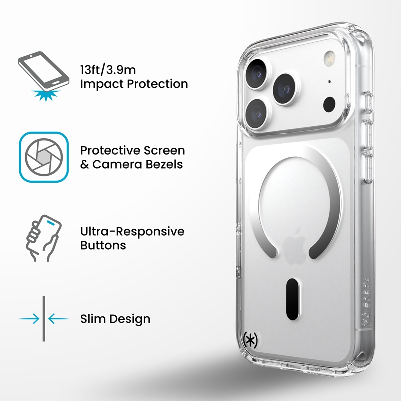 coque iphone 18 pro presidio perfect clear magsafe speck transparent