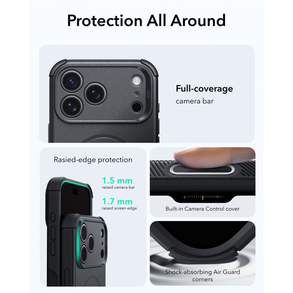 coque cyber tough magsafe pour iphone 18 pro esr noir
