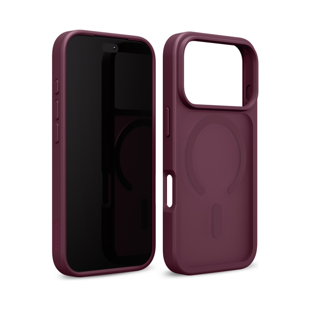 coque iphone 18 pro max hybrid matte magnetic crong prune burgundy