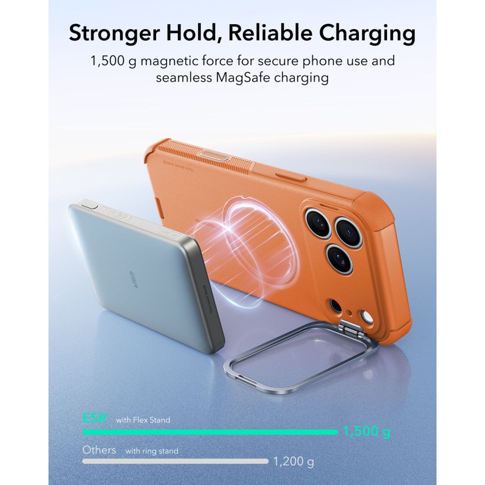 coque cyber tough magsafe avec béquille pour iphone 18 pro esr orange