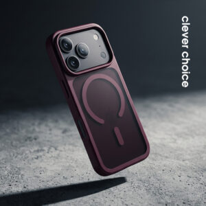 coque iphone 18 pro max hybrid matte magnetic crong prune burgundy